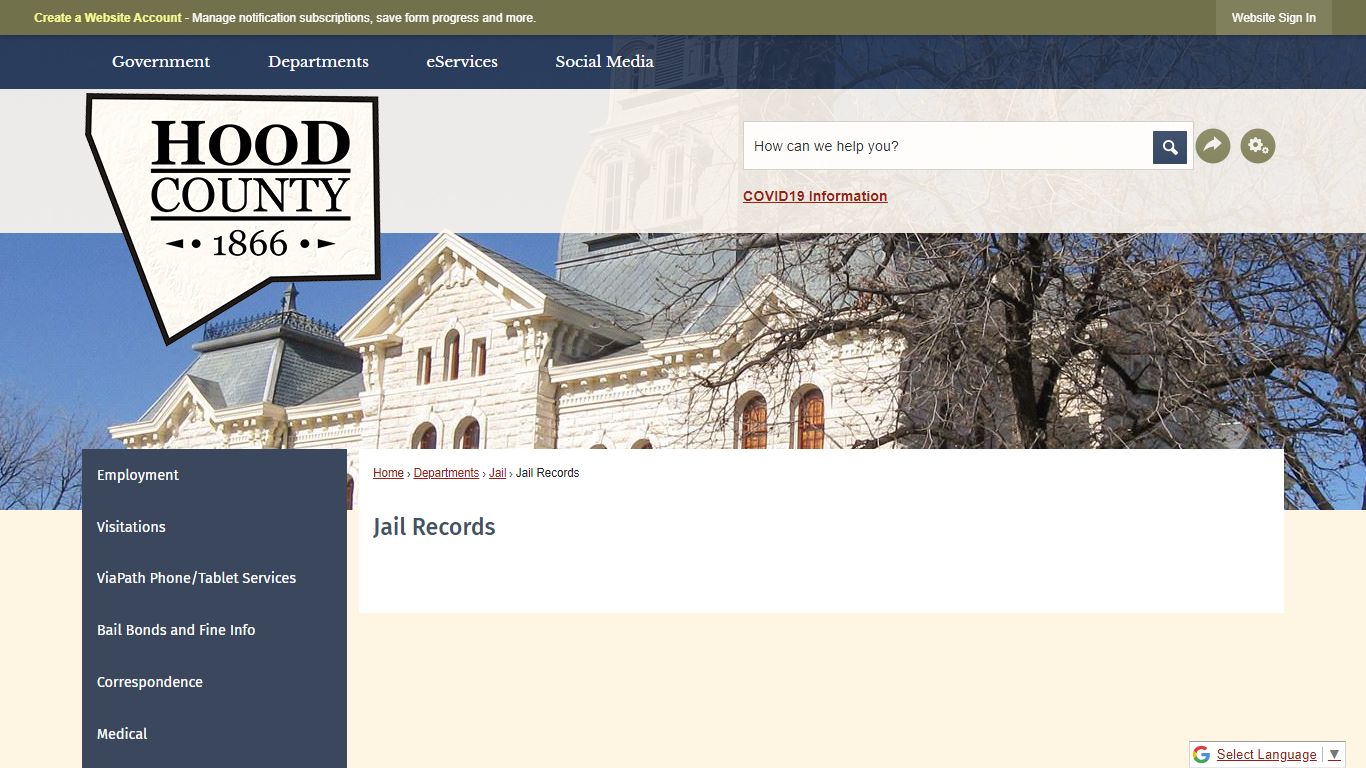 Jail Records | Hood County, TX - Official Website