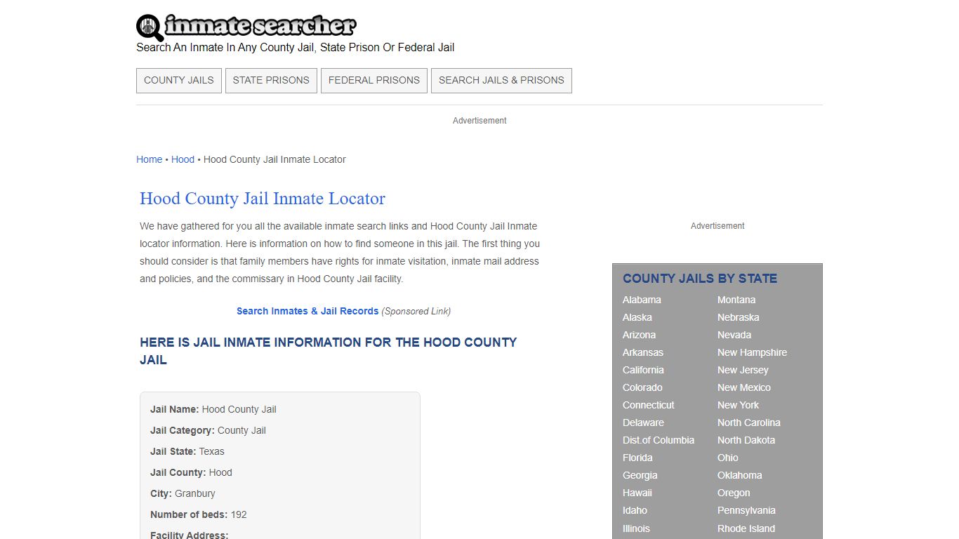 Hood County Jail Inmate Locator - Inmate Searcher